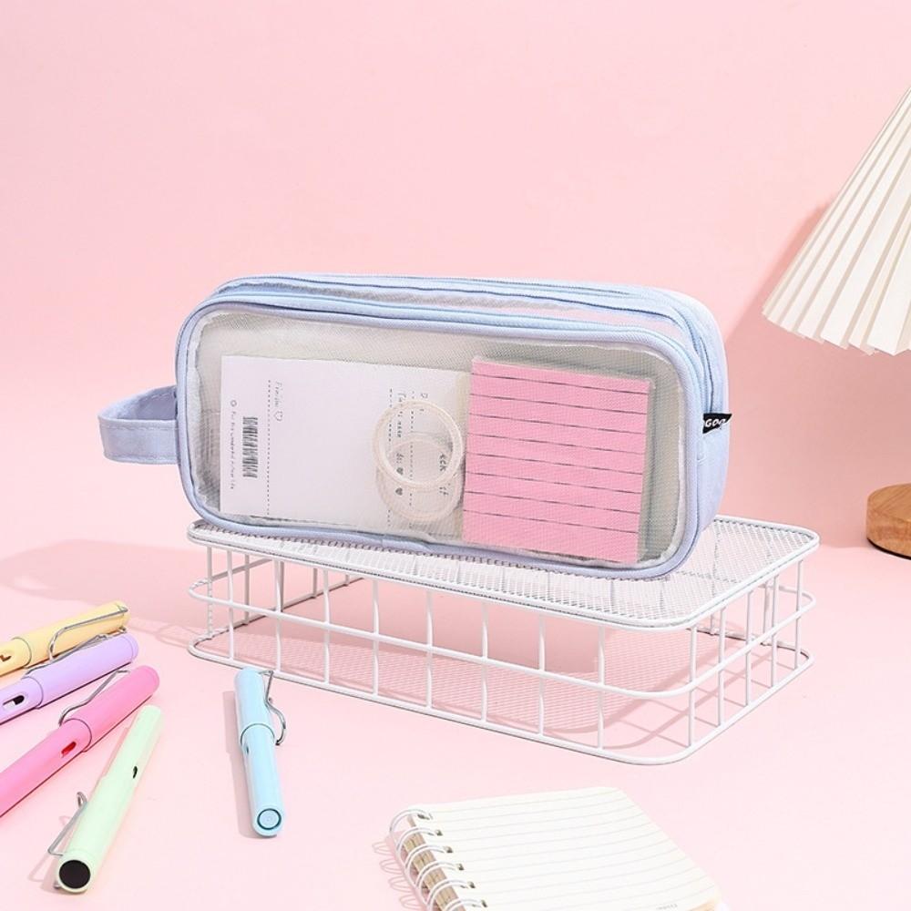 Transparent Pencil Case Mesh Stationery Pouch New Pen Organizer Bag Stationery