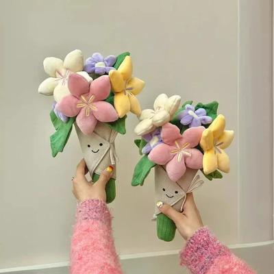 Interessante Bouquet di Peluche Tulipani Piante in Vaso Bambole di Peluche Bellissimo Adorabile Lenitivo Bouquet e Regali per il Giorno della Laurea per Ragazze