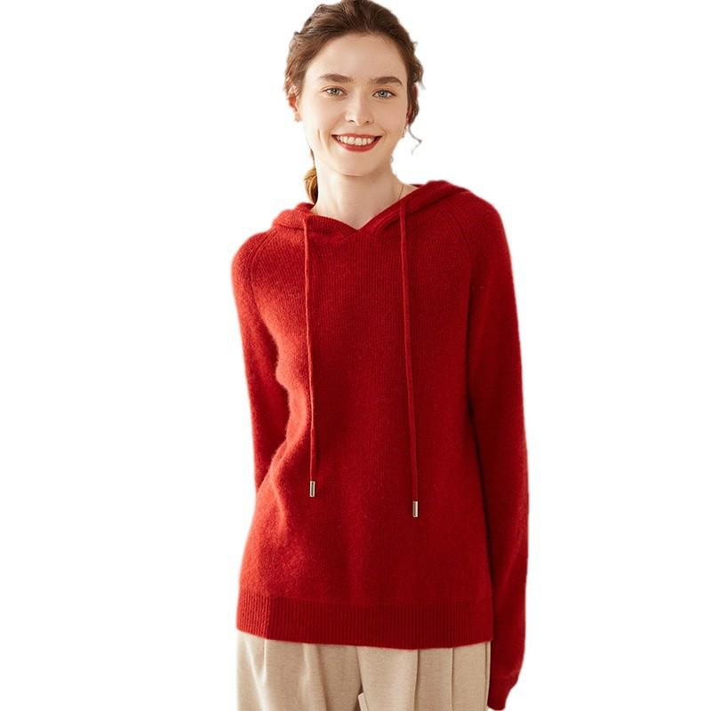 2024 Autumn/Winter Women's Cashmere Hoodie: Slimming, Loose, Versatile Knitwear