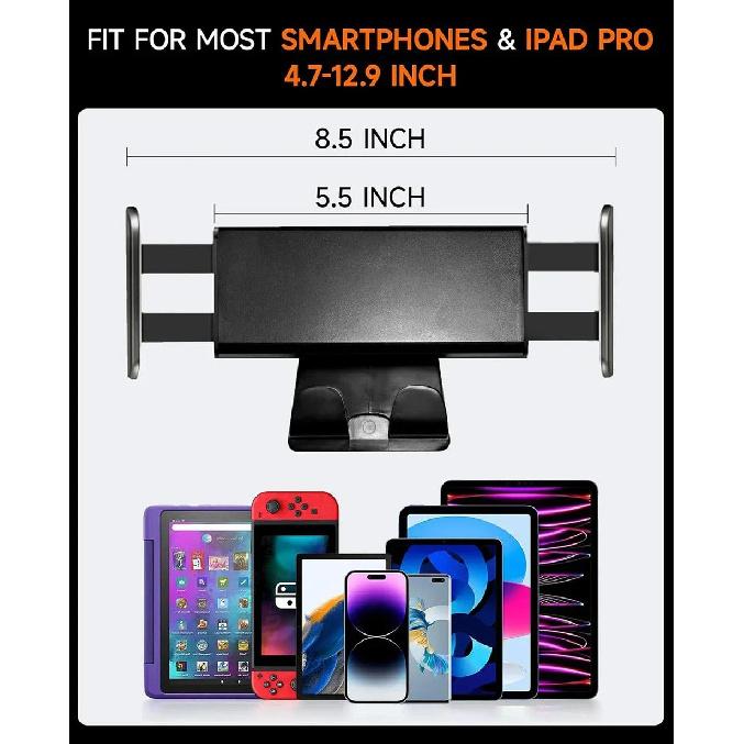 For Tesla Model 3/Y Back Seat Phone Holder with 2 hooks 360° Rotate Stand Auto Headrest Bracket Support For Tablet PC iPad Mini