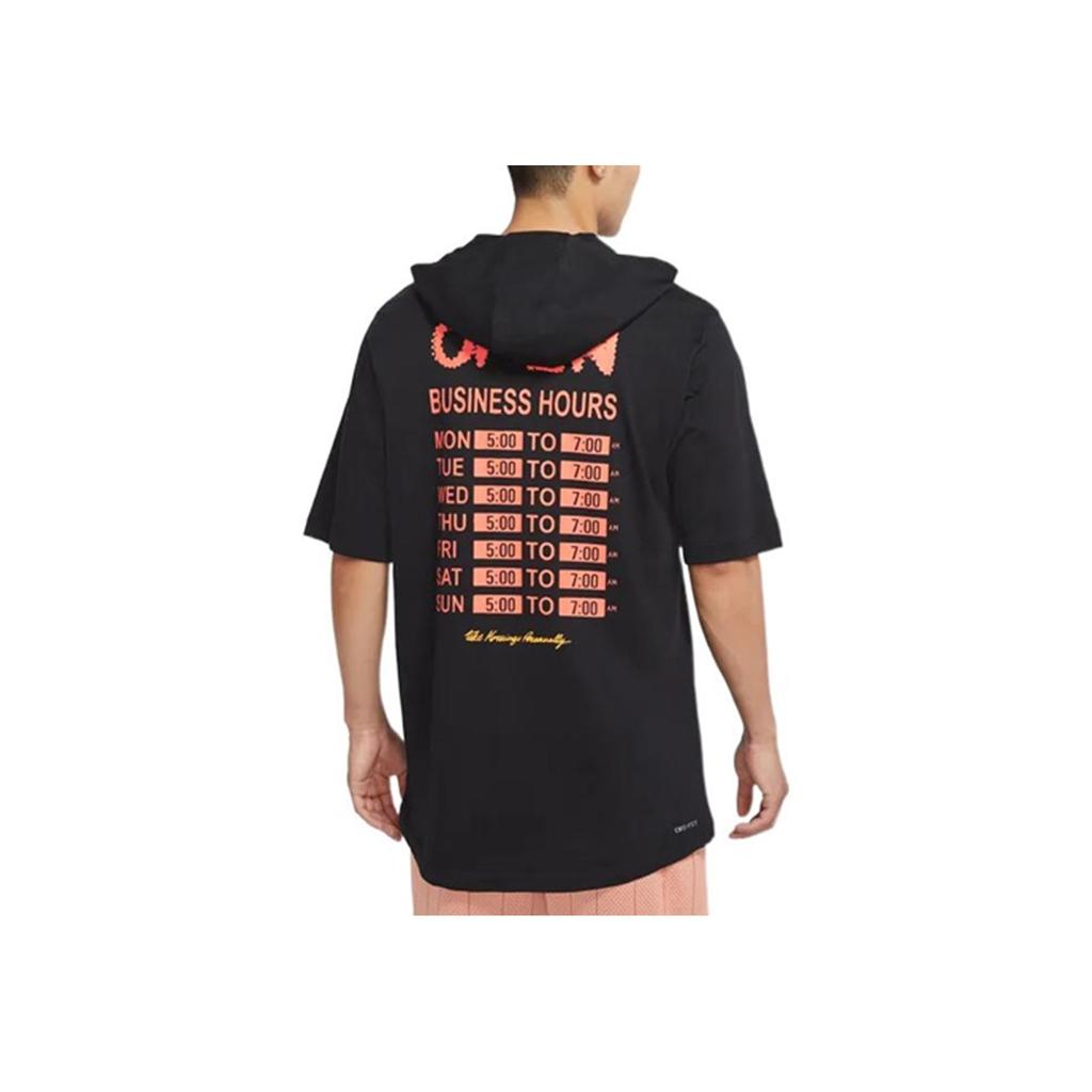 Jordan Alphanumeric Print Hooded Short Sleeve T-Shirt Men Tops Black DQ7383-010