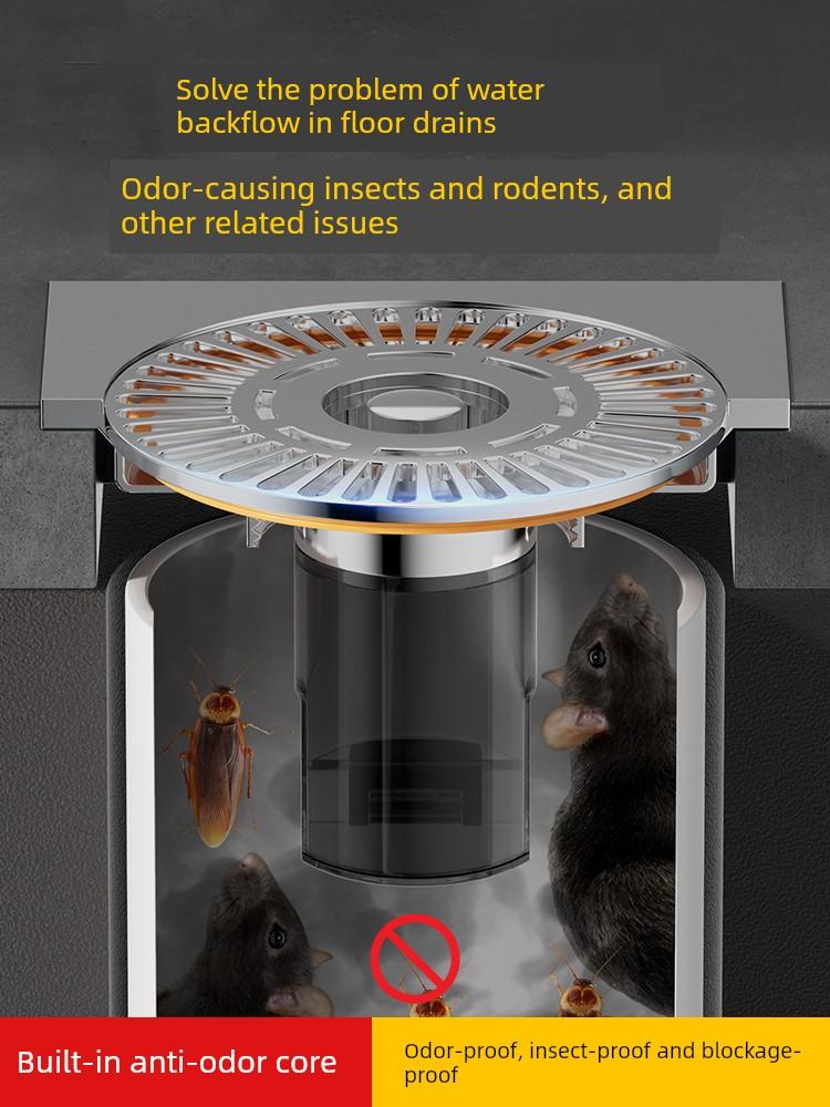 Bathroom Toilet Anti-Odor Floor Drain Large Filter Net Quick Drainage Floor Drain Sewer Anti-Insect Anti-Odor Drain Core Universal