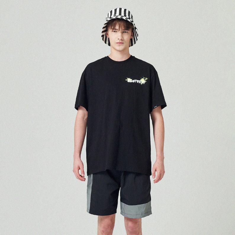GOSTREET Painted Print Short Sleeve T-Shirt - Black