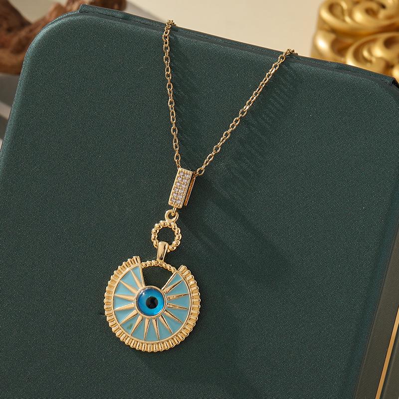 Beliebte Halskette mit blauem bösen Blick aus Titanstahl für Damen – Vielseitiger und personalisierter Schlüsselbeinkettenschmuck