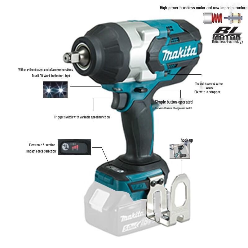 Makita 18V Cordless Brushless Impact Wrench DTW1002 Series CN plug (adapter included)