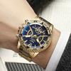 Fashion Blu-ray Large Dial Gold Watch Men's Watch Men's Watch Quartz Watch Steel Strap Watch