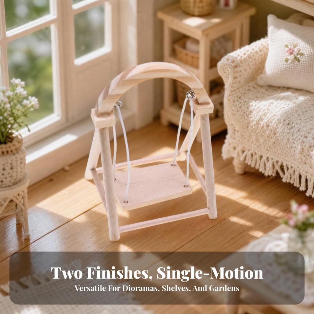 Freestanding Wooden Miniature Swing with A-Shaped Collectible Model