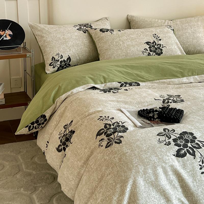 Mei Yun Ge Autumn/Winter Retro Nordic Style 100% Cotton Coarse Thickened Pure Cotton Four-Piece Set