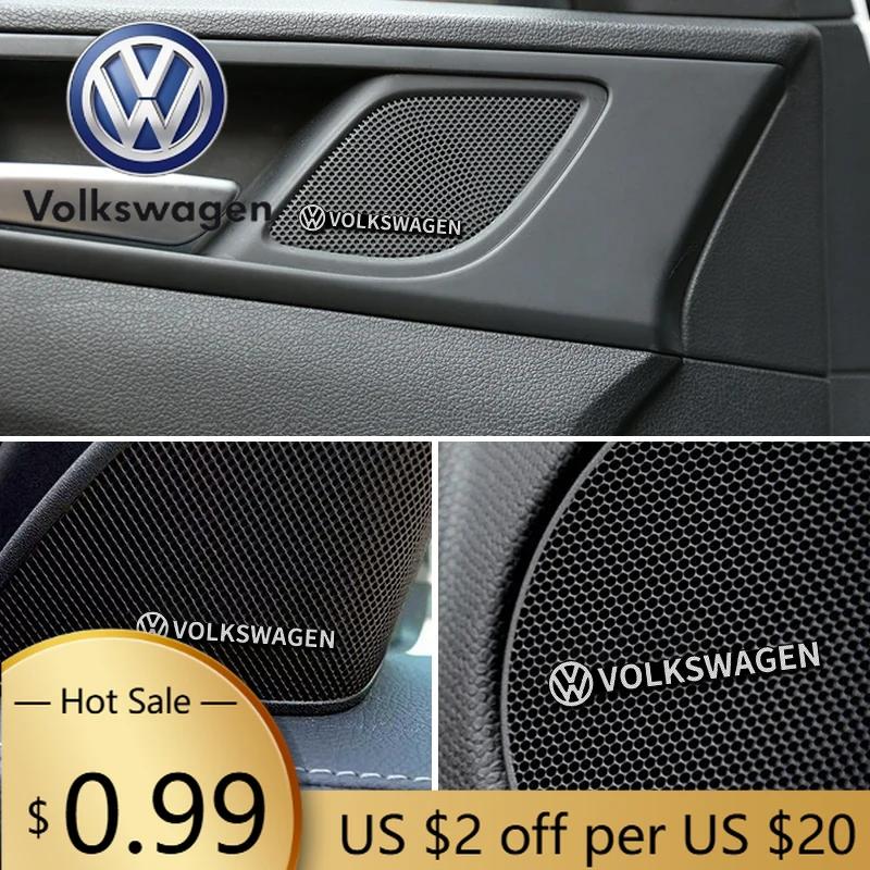 

For VW Volkswagen Jetta MK5 Golf 4pcs 3D aluminum speaker stereo speaker badge emblem Sticker for VW Volkswagen Golf Polo Passat