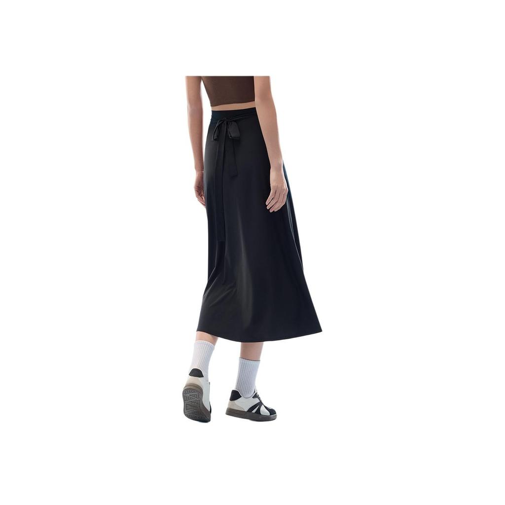 Anta Comfortable Simple Solid Color Mid Waist Casual Long Skirt Women skirts Black 962527203-2