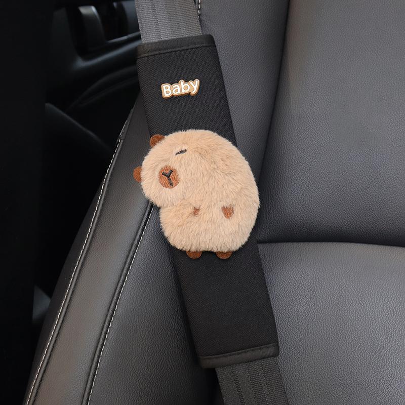 Four Season Universal Ice Silk Car Seatbelt Cover Cute Cartoon Capybara Safety Belt Harness Cushion Shoulder Pad for Car Truck