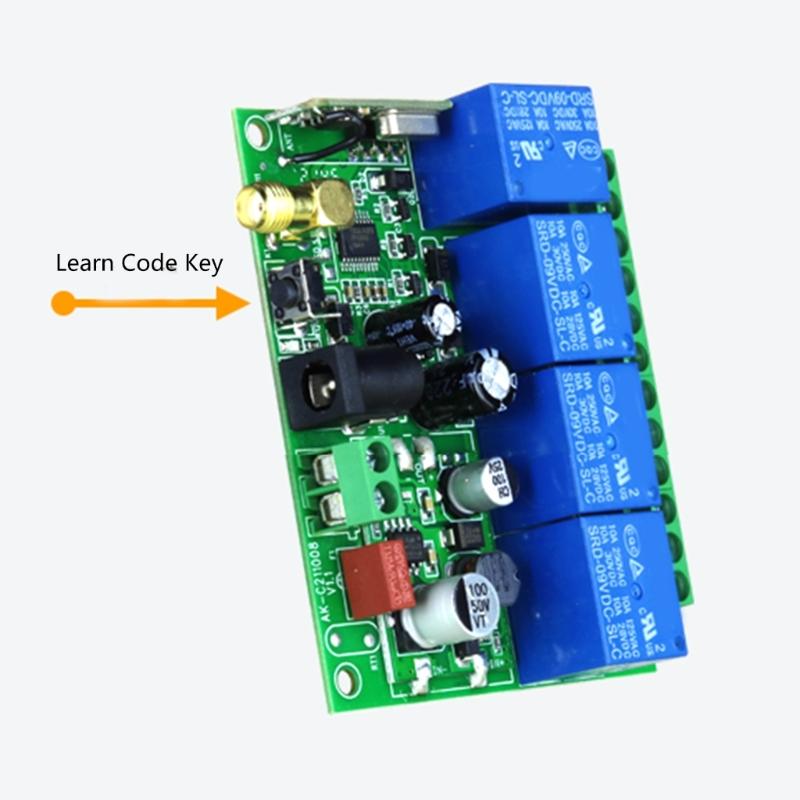 315Mhz 433Mhz DC 85V-260V Four Channel Relay Module Receiver Wireless Remote Control Switch for DC Motor DIY