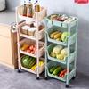 Multi-layer Kitchen Rack: Versatile Vegetable Basket, Floor Cabinet, and Snack Cart