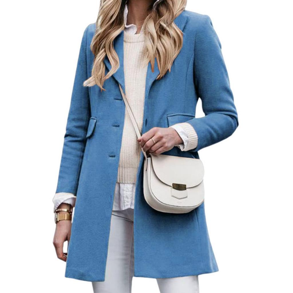 Fall Winter Women's Woolen Coat Single Breasted Solid Color Cardigan Jacket For European American Japanese Korean Style
