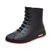 Fashion Men's Rain Shoes Medium Tube Rain Boots Non-slip Water Shoes Couple Velvet Rubber Shoes Kitchen Car Wash Fishing Work Shoes