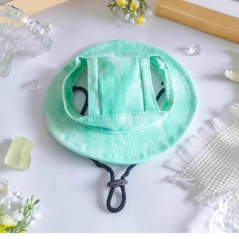 Summer Pet Baseball Cap with Ear Holes Adjustable Dyed Comfortable Dog Hat for Small Medium Dogs Outdoor Activities Home Use