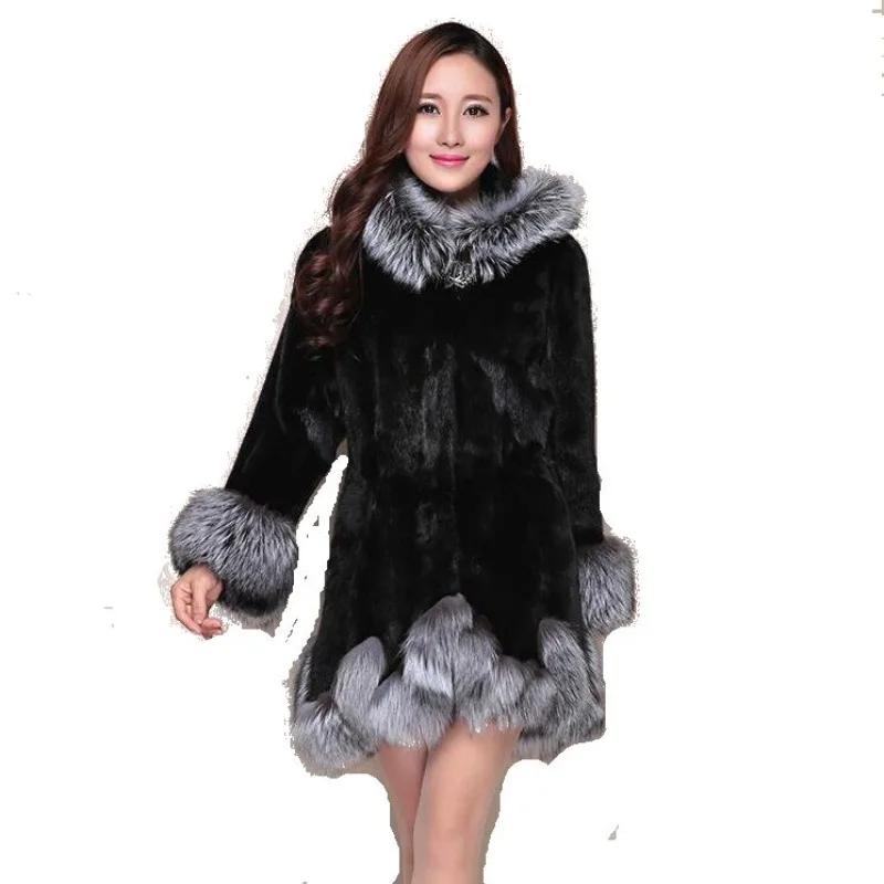 Women Hooded Loose Warm Faux Fur Jacket Thick Autumn Winter Korean Maxi Coat Long Warm Luxury Fur Parkas Bontjas Furry Outerwear