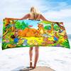 Schattig Cartoon Dierenprint Microvezel Strandlaken, Groot Badlaken Sneldrogend Absorberend Zandvrij Handdoek voor Badkamer, Reizen, Sport