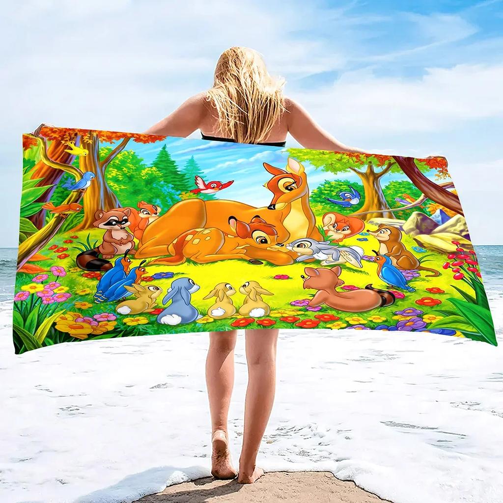 Schattig Cartoon Dierenprint Microvezel Strandlaken, Groot Badlaken Sneldrogend Absorberend Zandvrij Handdoek voor Badkamer, Reizen, Sport