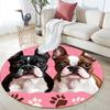 Cute Boston Terrier Pattern Round rug,Carpet Rug for Living Room Bedroom  Playroom ,Non-slip Floor Mat,Holiday Gifts and Birthday Gifts.