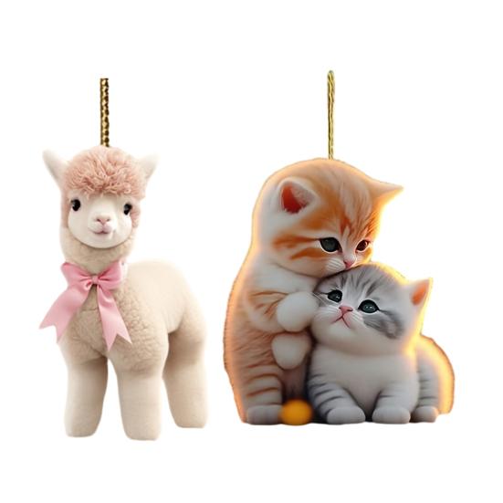 Wisiorek samochodowy Akrylowy 2D Kolorowy Urok Alpaki Kota Dekoracja Samochodu Lekki Wiszący Ornament Pojazdu