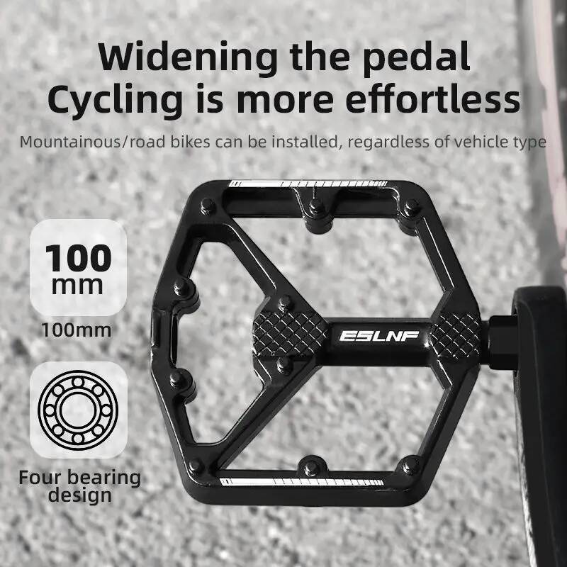 ESLNF Bicycle Pedal Aluminum Alloy Cycling Accessories Ultra Light Widened Anti-Slip Bearing MTB Road Bike DU Pedals