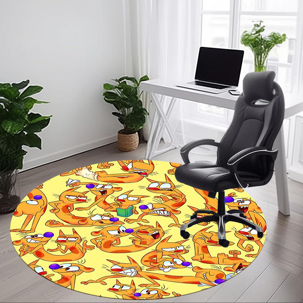 

1pc Cat Dog Office Round Area Rug,Bedroom Living Room Home Decor, Room Deco a1016120 80cm by 80cm