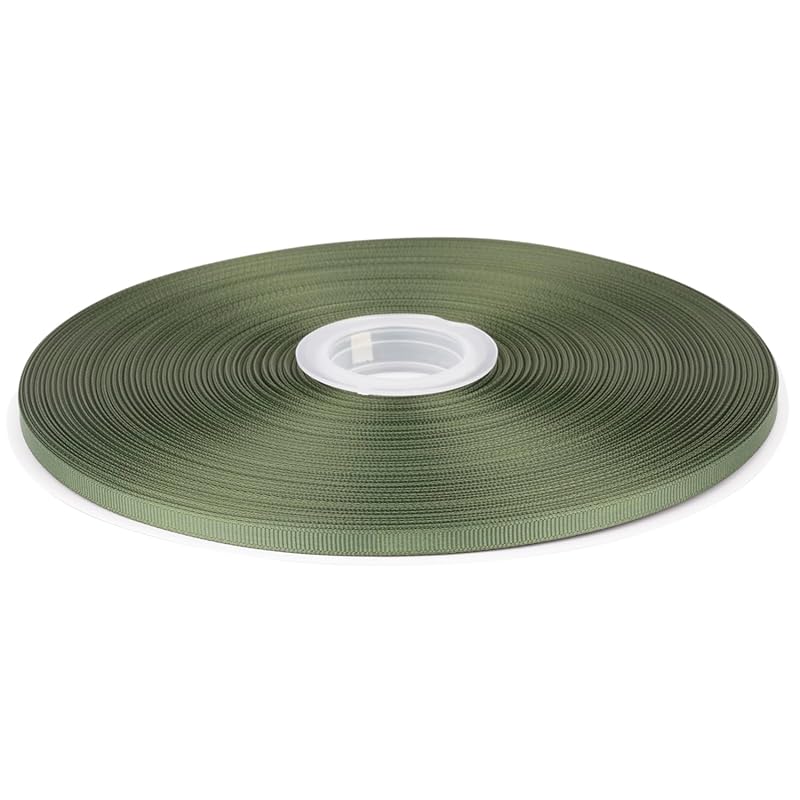 

[Tekdeere]Width 6mm solid moss grosgrain ribbon, perfect for gift wrapping, sewing, hair accessories, wedding decorations - 91m/roll
