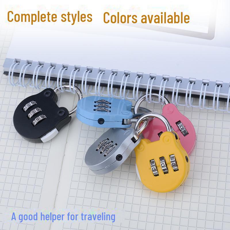 Black Mini Cartoon Password Padlock for Luggage and Pencil Cases