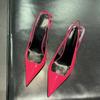 Sexy Slingbacks Woman Pumps Sandals Street Style Elegant Pointed Toe Thin High Heels Stripper Party Ladies Shoes