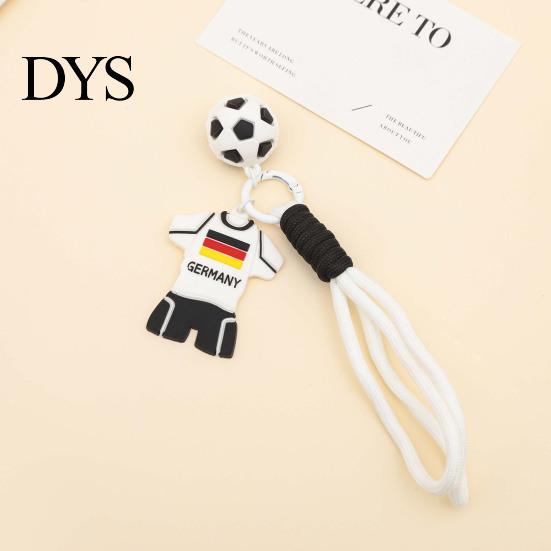 National Team Keychain Pendant, Thick Braided Rope Mini Football Soft Rubber Jersey Charm Key Holder, Argentina Brazil Germany Colors Fan Gift