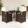 Vidaxl 5-Cz. Gartenmöbel-Set mit Kissen, Braun, Polyrattan