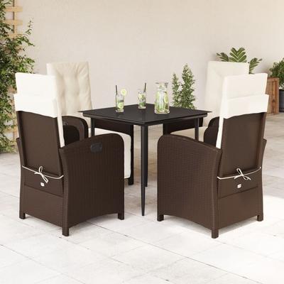 Vidaxl 5-Cz. Garden Furniture Set With Cushions, Brown, Poly Rattan