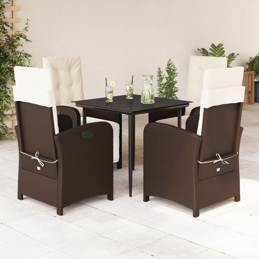 Vidaxl 5-Cz. Gartenmöbel-Set mit Kissen, Braun, Polyrattan