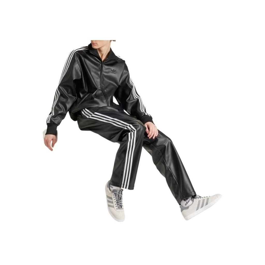 Adidas Originals Adicolor Series Striped Logo Print Zip-Up Collar Fitted Long Sleeve Jacket Men Jacket Black IZ4033