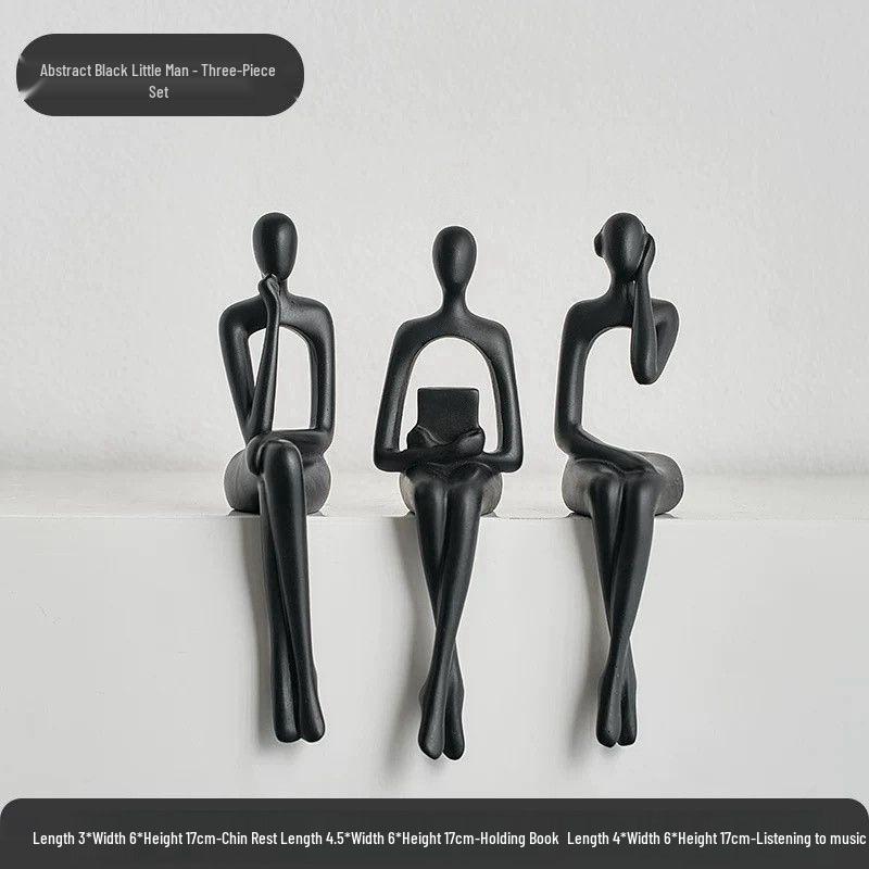 Elegant abstrakt sittande figurskulptur för heminredning