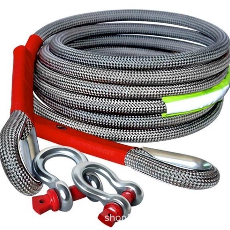Cuerda de remolque de alta resistencia para coche, cable de rescate de emergencia duradero
