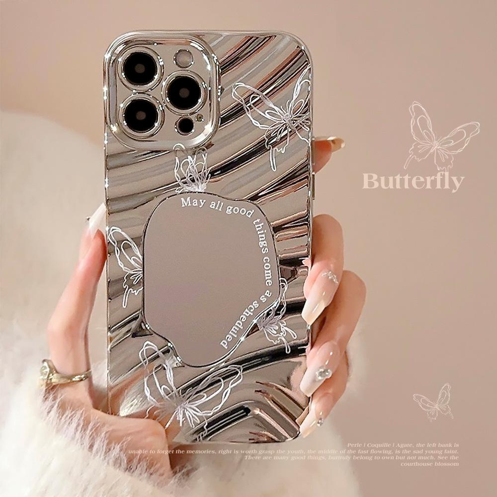 Butterfly Mirror IPhone 13 IPhone Case Silver Plated 14 Promax High End Sense 15 Suitable for 16 Waves 11
