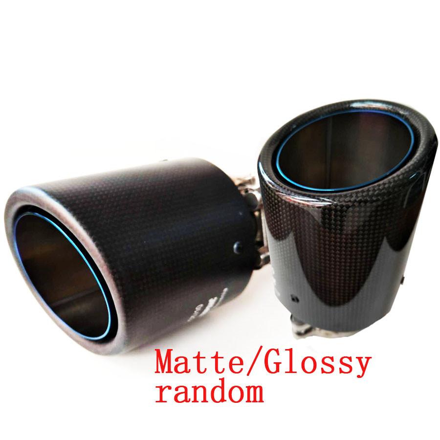 Car Universal 63-89mm Blue Burnt Steel End Carbon Fiber Exhaust Muffler Tip Pipe
