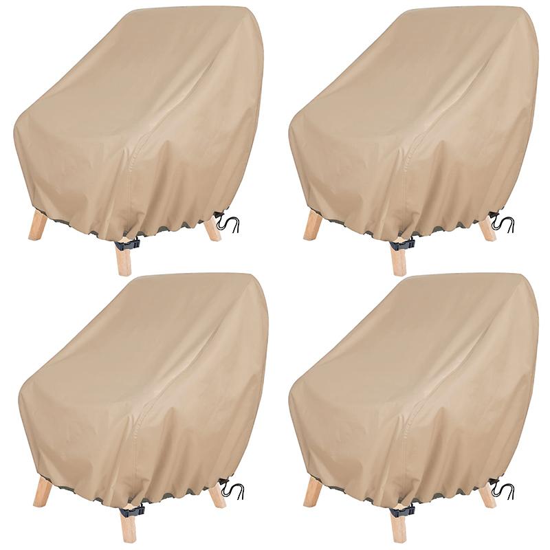 2PCS Outdoor Chair Protective Cover Oxford Cloth Chair Cover Khaki Waterproof Chair Covers 2-Pack Durable Outdoor Seat Protectors