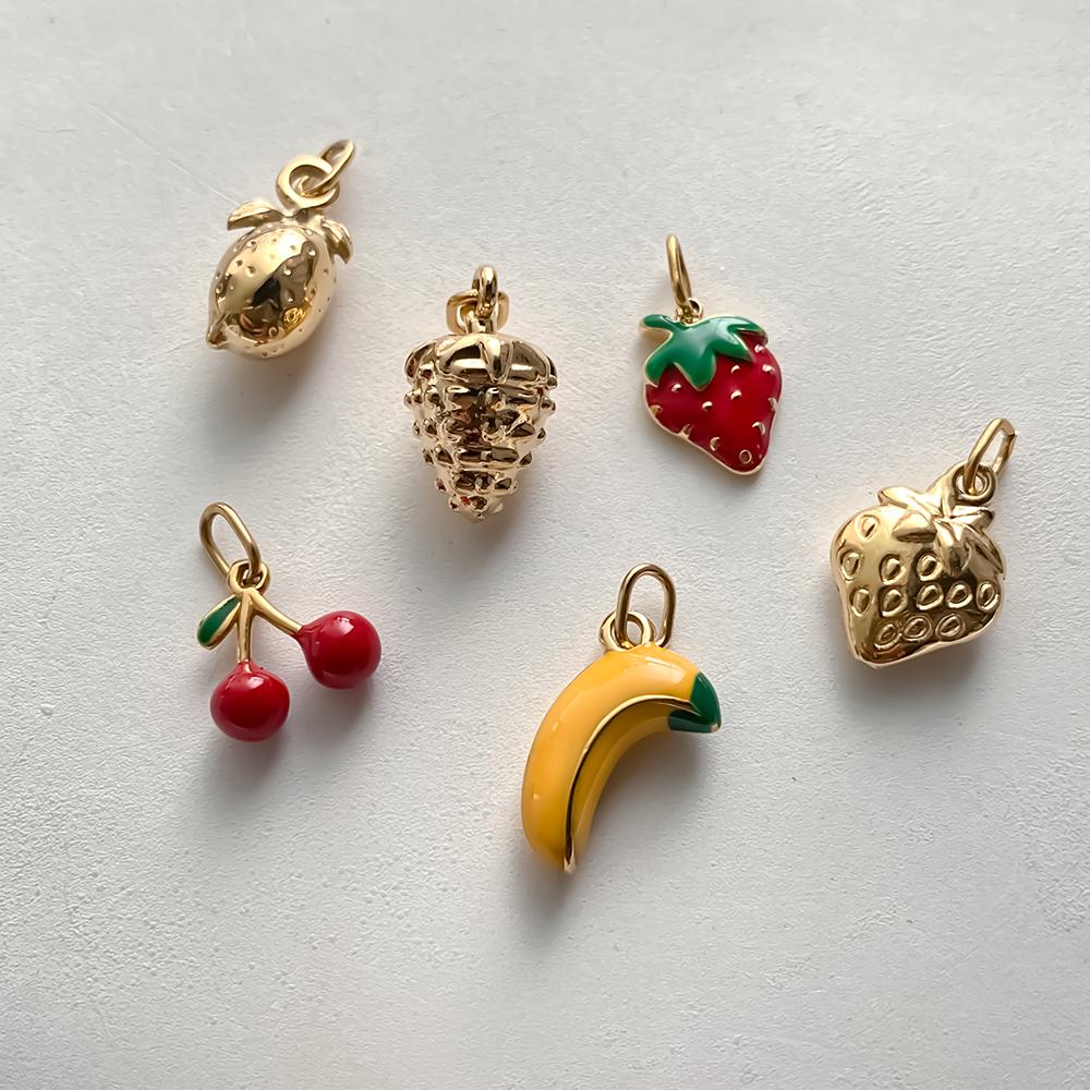 eManco Stainless Steel Charms Bohemian Style Fruit Elements Strawberry, Pineapple, Cherry Summer Trendy Jewelry Pendant