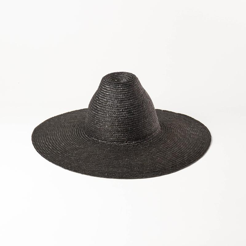 European, American spring and summer new tapered high-top light board hand-woven big-eave straw straw hat outdoor sun protection beach straw hat