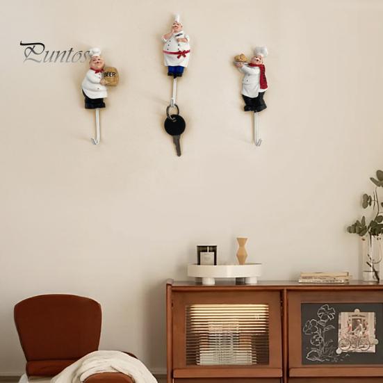 Wall Mounted Hooks for Shopping Bags Chef Style Sticky Hook, Resin Kitchen Organizer, Funny Decor Accessories Adhesive Decorative Hook Spatulas