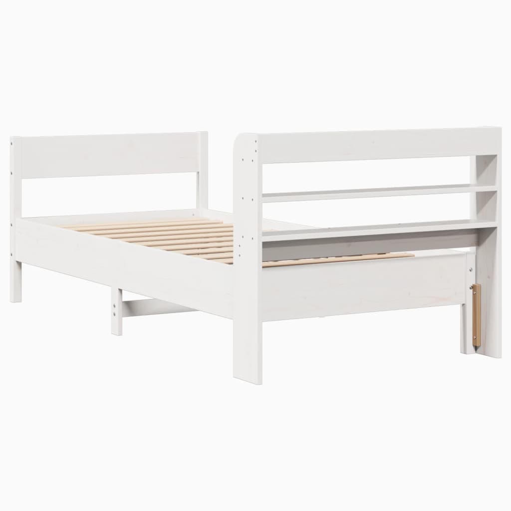 Vidaxl Rama Łóżka Bez Materaca, Biała, 75X190 Cm, Lite Drewno Sosnowe