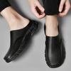Half-drag leather shoes without heel casual lazy slippers breathable beanie shoes half-tray sandals