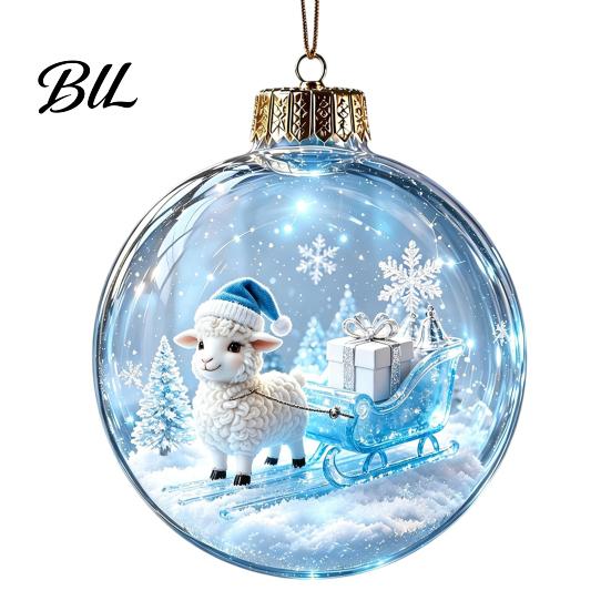 Decorative Hanging Balls Glowing Christmas Story Ornament, Light?Up Mini Holiday Scene Ball with Warm Garden Party Ornaments LED Light, Clear