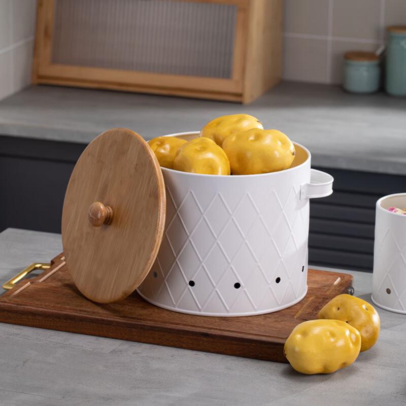 Potato Fresh-Keeping Storage Container with Bamboo Lid