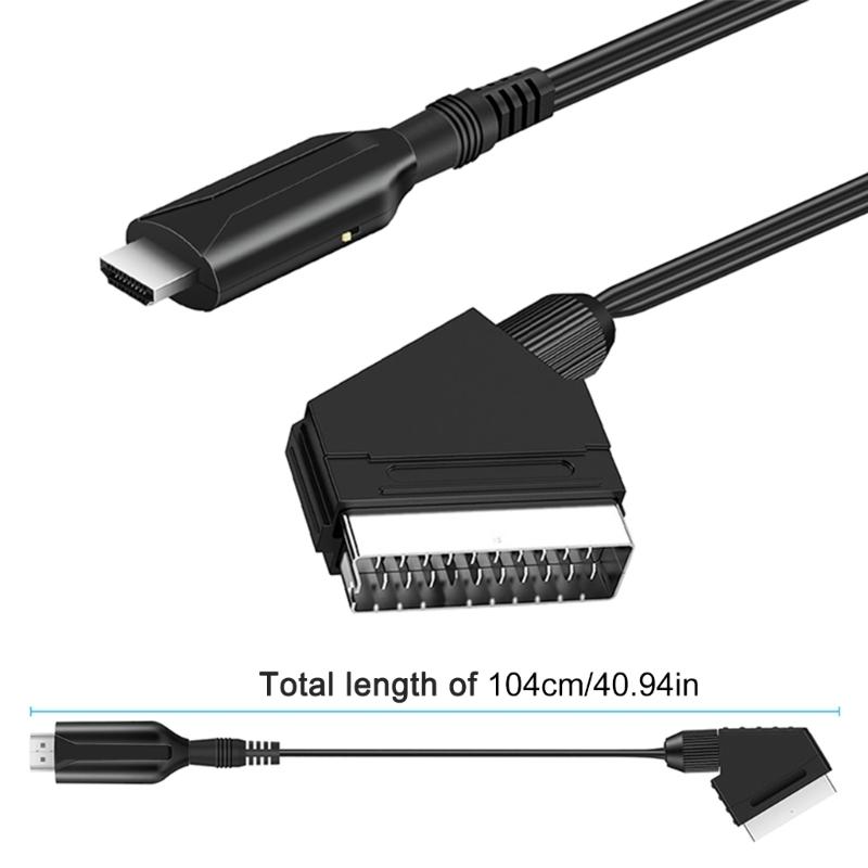 SCART to  Cable Adapter Portable 720P / 1080P Video Audio Converter Cord 3.28ft Length