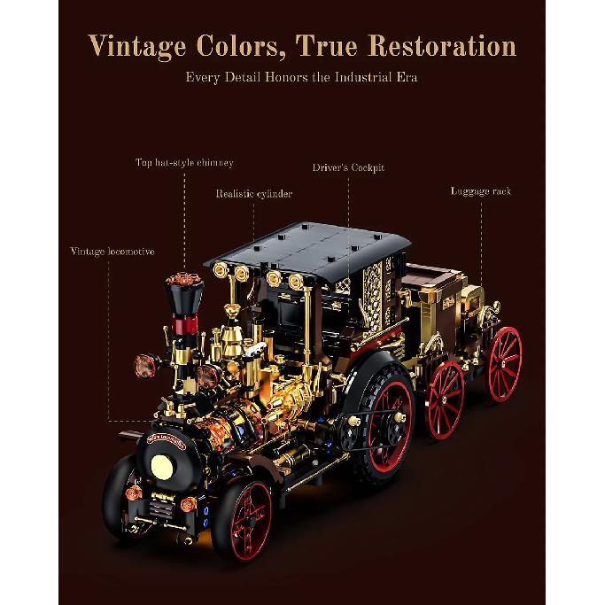 NEW Arrival Retro Mechanical Steam Car Vintage Classic Model Office Desktop Home Decor Toys for Children Birthday Gifts Lights