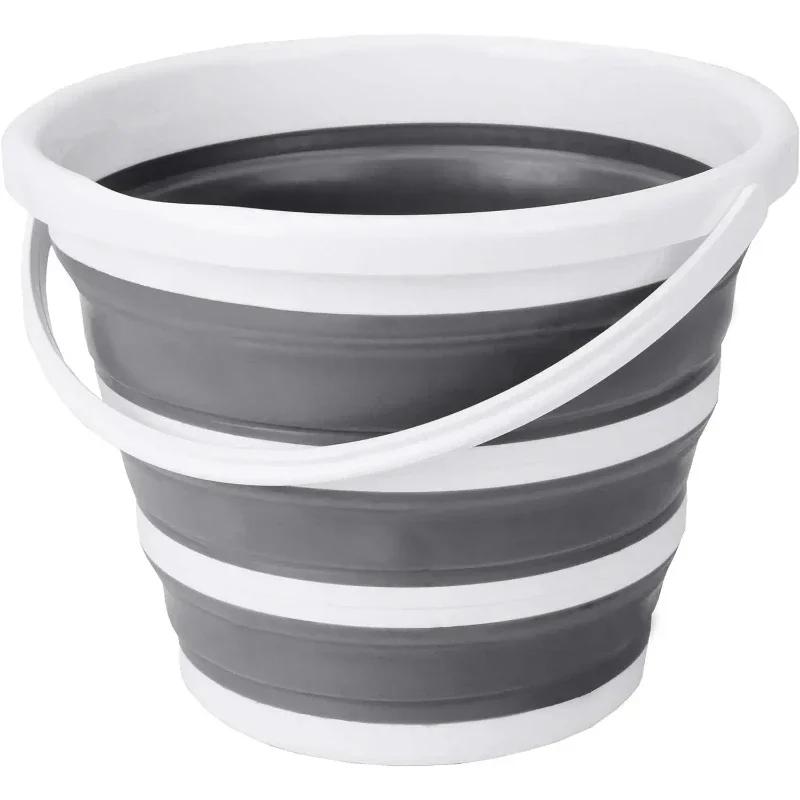 

Складное ведро объемом 10 л с прочным складным силиконовым ведром из галлона, гибкая, прочная ручка для походов, пешего туризма, кемпинга, отдыха на природе